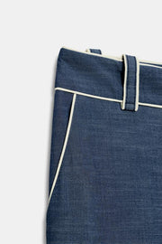Pantalon large à passepoils contrastés