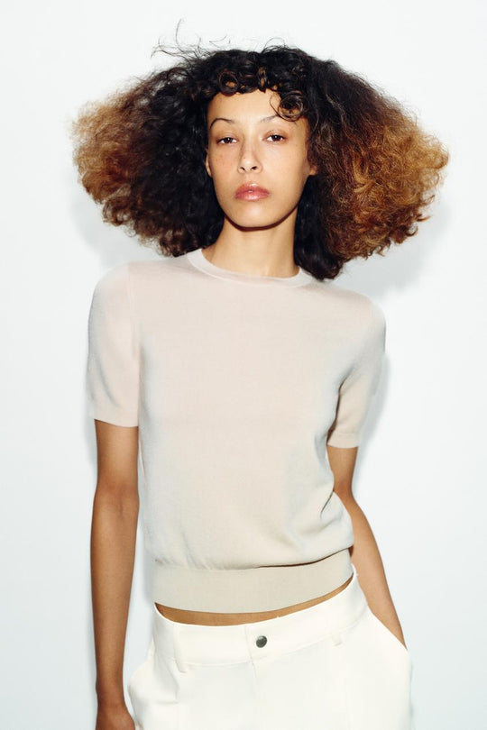 Pull à manches courtes en maille basique