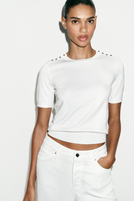 Pull basique en maille à manches courtes
