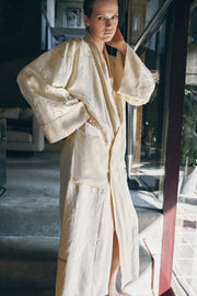 Manteau contrasté en jacquard de lin Édition limitée