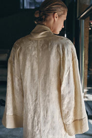 Manteau contrasté en jacquard de lin Édition limitée