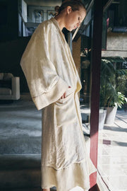 Manteau contrasté en jacquard de lin Édition limitée