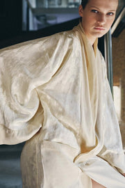 Manteau contrasté en jacquard de lin Édition limitée
