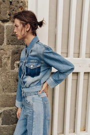 Blouson Z1975 court contrasté en denim