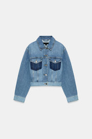 Blouson Z1975 court contrasté en denim