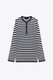 Pull à rayures à boutons