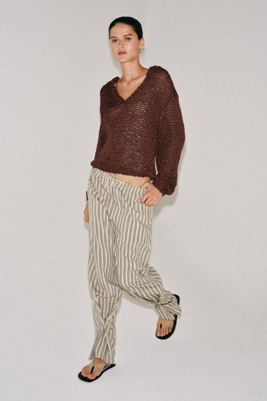Pantalon droit à rayures ZW Collection