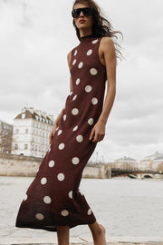 Robe en maille à pois