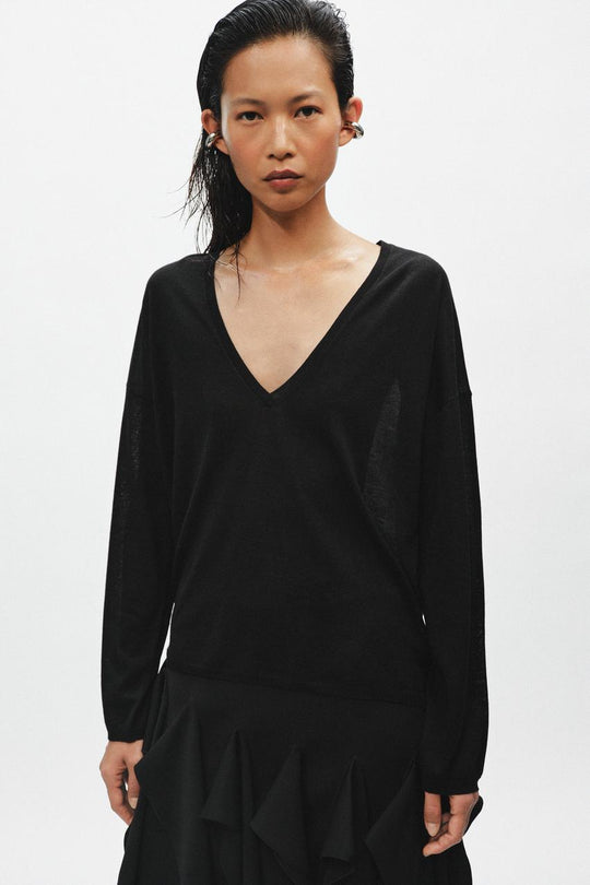 Pull en maille fine à décolleté en V