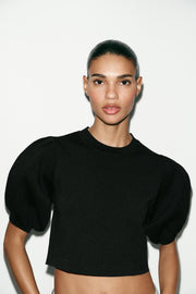 Top en maille à manches bouffantes