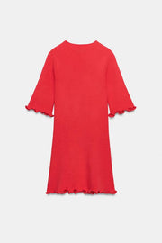 Robe courte en maille côtelée