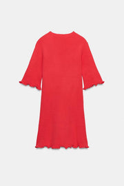 Robe courte en maille côtelée