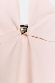 Robe courte en maille à détail métallique doré