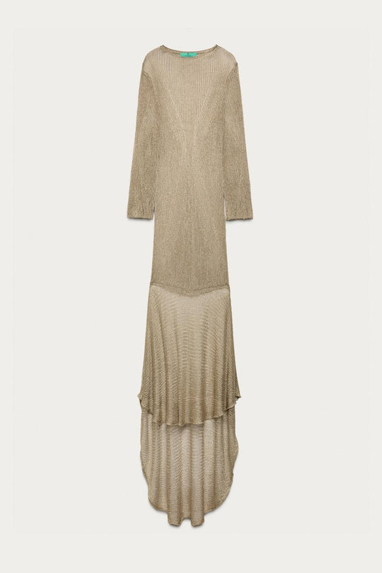 Robe longue en maille à fil métallisé Marisa Berenson x
