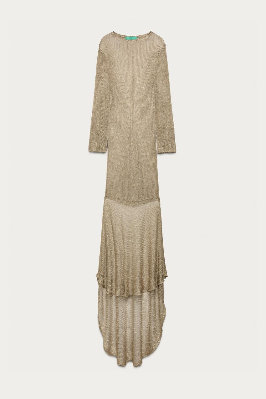 Robe longue en maille à fil métallisé Marisa Berenson x