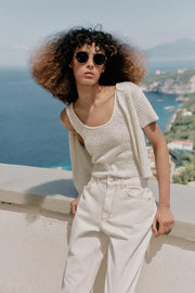Top en maille à sequins et fil métallisé