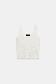 Top en maille à sequins et fil métallisé