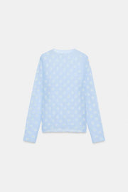 Top en maille semi-transparente à fleurs