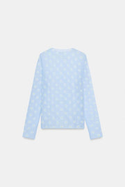 Top en maille semi-transparente à fleurs