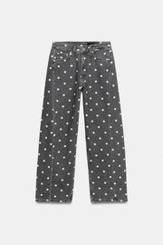 Jean ZW Collection cheville coupe décontractée taille mi-haute à pois