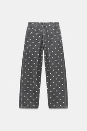 Jean ZW Collection cheville coupe décontractée taille mi-haute à pois