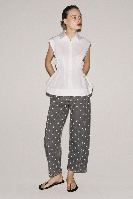 Jean ZW Collection cheville coupe décontractée taille mi-haute à pois