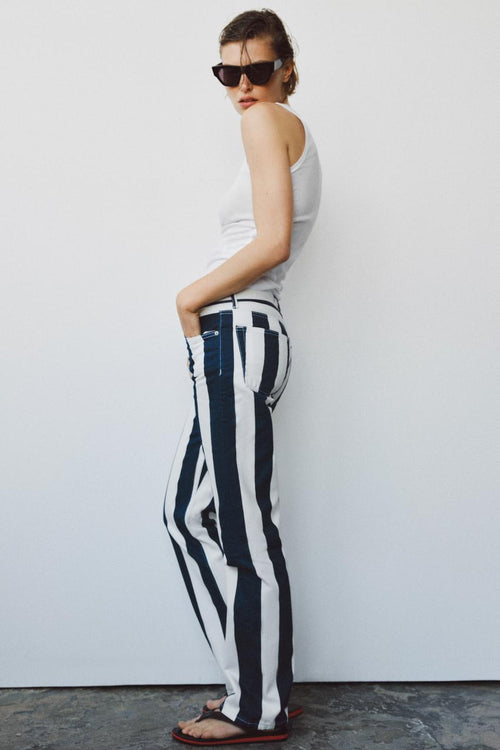 Jean ZW Collection droit taille mi-haute à rayures