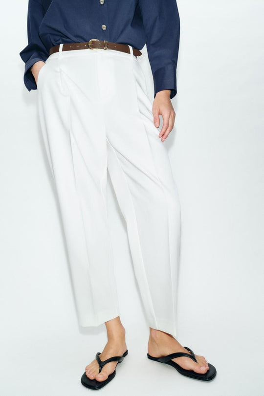 Pantalon à pinces avec ceinture
