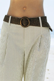 Pantalon large à rayures avec ceinture