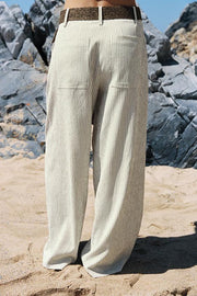 Pantalon large à rayures avec ceinture