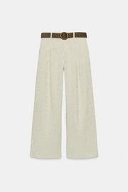 Pantalon large à rayures avec ceinture