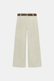 Pantalon large à rayures avec ceinture