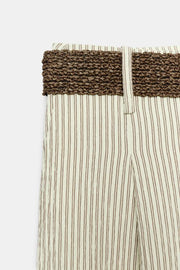 Pantalon large à rayures avec ceinture