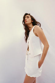 Jupe-culotte Z1975 en denim bas ondulé