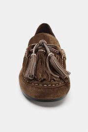 Mocassin en cuir à pompons
