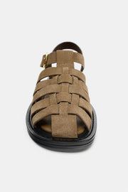 Chaussure cage en cuir suédé