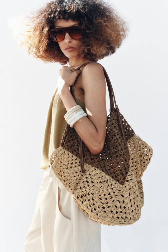 Sac cabas à corps tressé