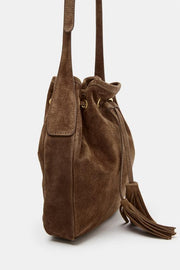 Mini sac bandoulière froncé en cuir