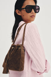 Mini sac bandoulière froncé en cuir