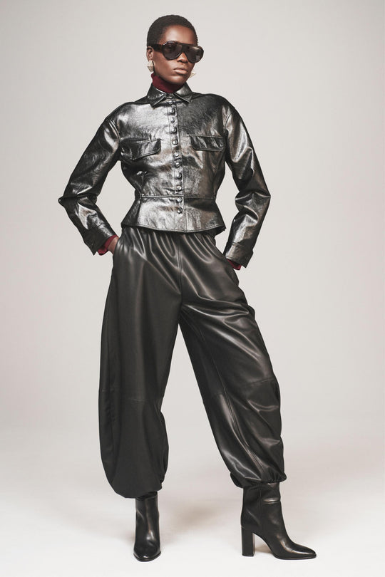 Veste effet cuir peplum The Item Woman