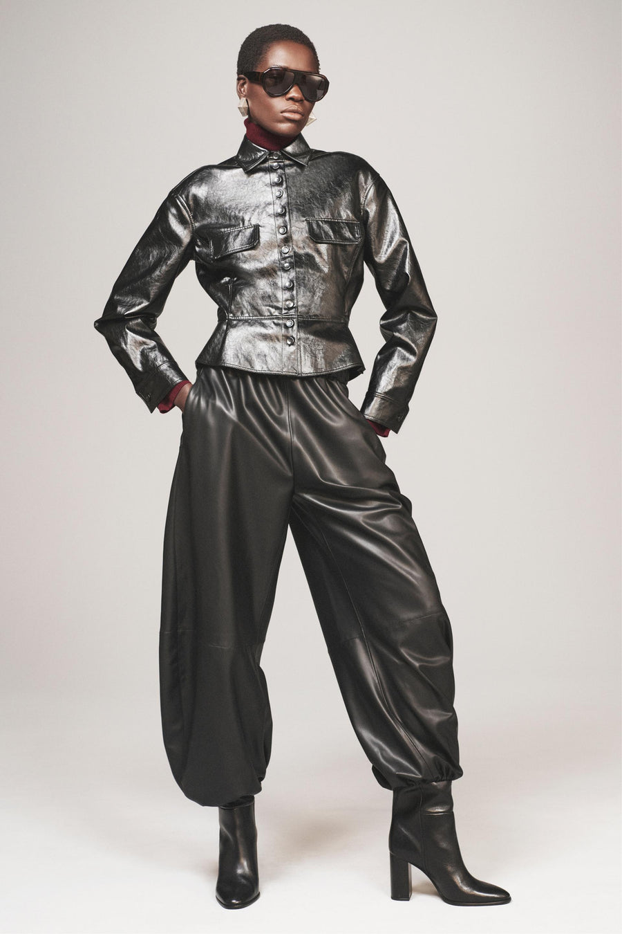 Veste effet cuir peplum The Item Woman